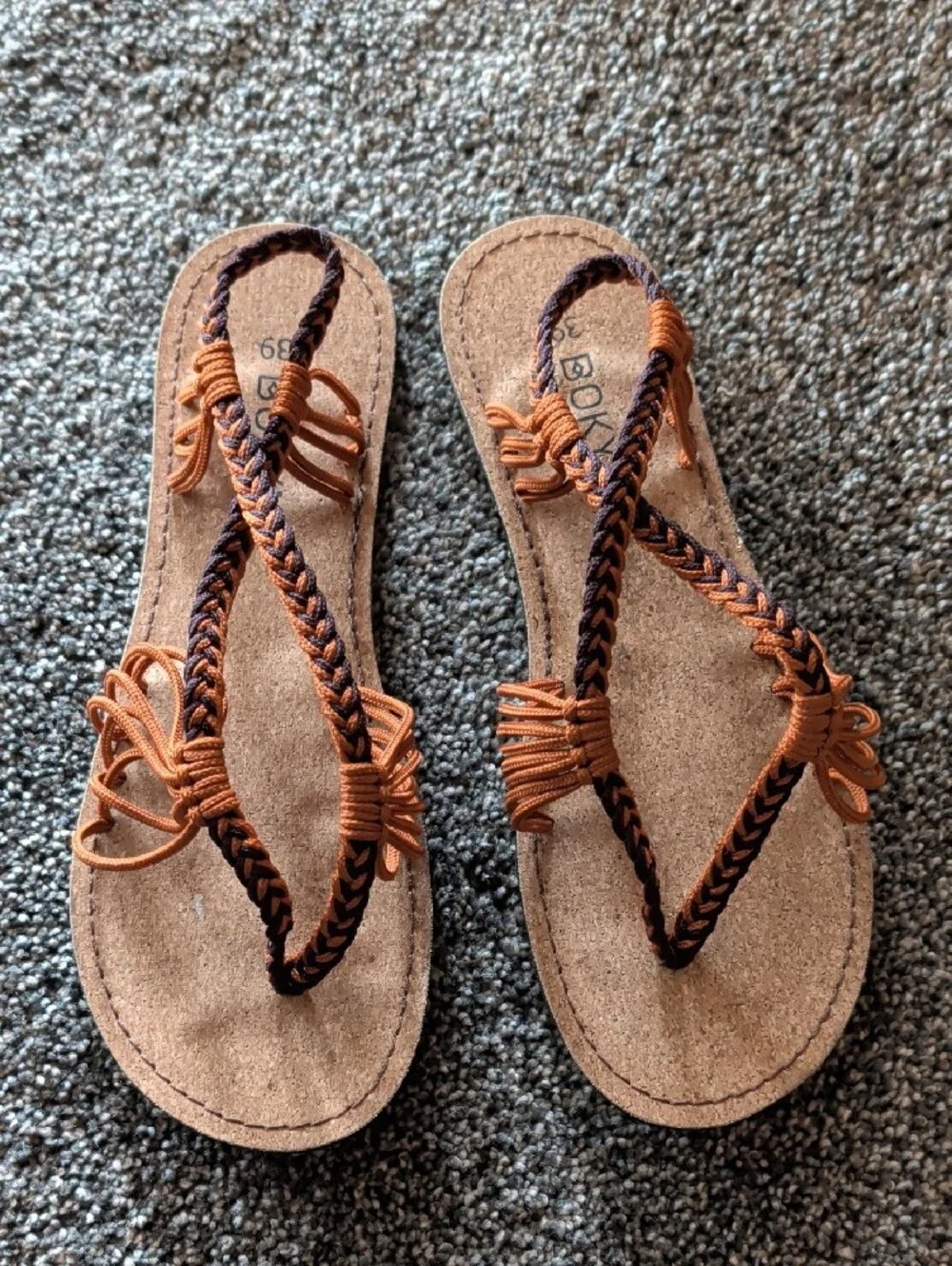 Bokyna Women's Tan Braided Thong Sandals